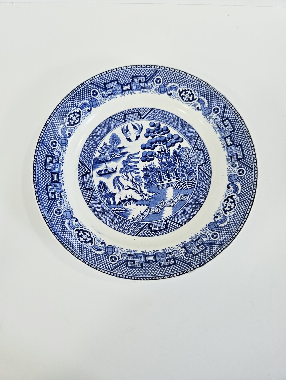 Antique Société Céramique Maestricht "Blue Willow" Pattern Dinner Plate 9-1/2"